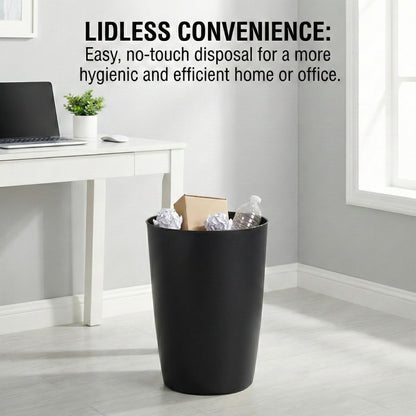 Mini Waste Basket - Durable Small Plastic Garbage Trash Can Bin - Lidless Open-Top, Slim Profile for Compact Spaces - Suitable for Home, Bathroom, Office, Bedroom, Kitchen and More, Black