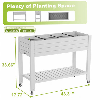 GYMHILL Elevated Raised Garden Bed with Wheels,Outdoor Large Resin Patio Planter Box Stand Divisible with Drain Plug,Water Monitor for Plants Vegetables Flowers Fruits(Ashen)