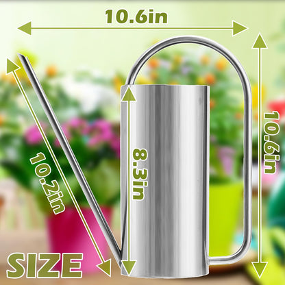 HomDSim Watering Can Outdoor, 50 oz/1.5L Watering Can with Long Spout and Handle, Stainless Steel Garden Watering Pot for Outdoor and Indoor Plants