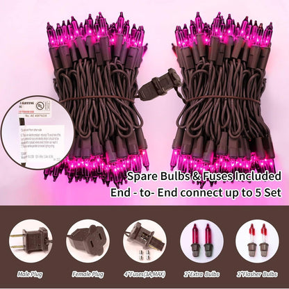 LAMPHOME Halloween Purple String Lights, 100 Mini Fairy Lights, 20Ft Brown Wire, Holiday Décor for Home, Christmas, Patio
