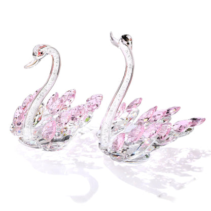 Set of 2 Crystal Pink Swans Anniversary Wedding Gifts for Women, Mom, Couple, Swan Figurines Collectibles Birthday Presents Keepsake for Parents Home Decor (6.5in Gift Boxed)