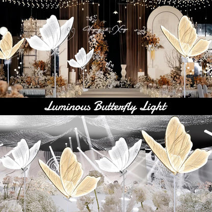 DYRABREST Butterfly LED Aisle Lights, Adjustable Height 57.5-70.1in, White Warm Light, Iron Material, 2-Pack for Weddings