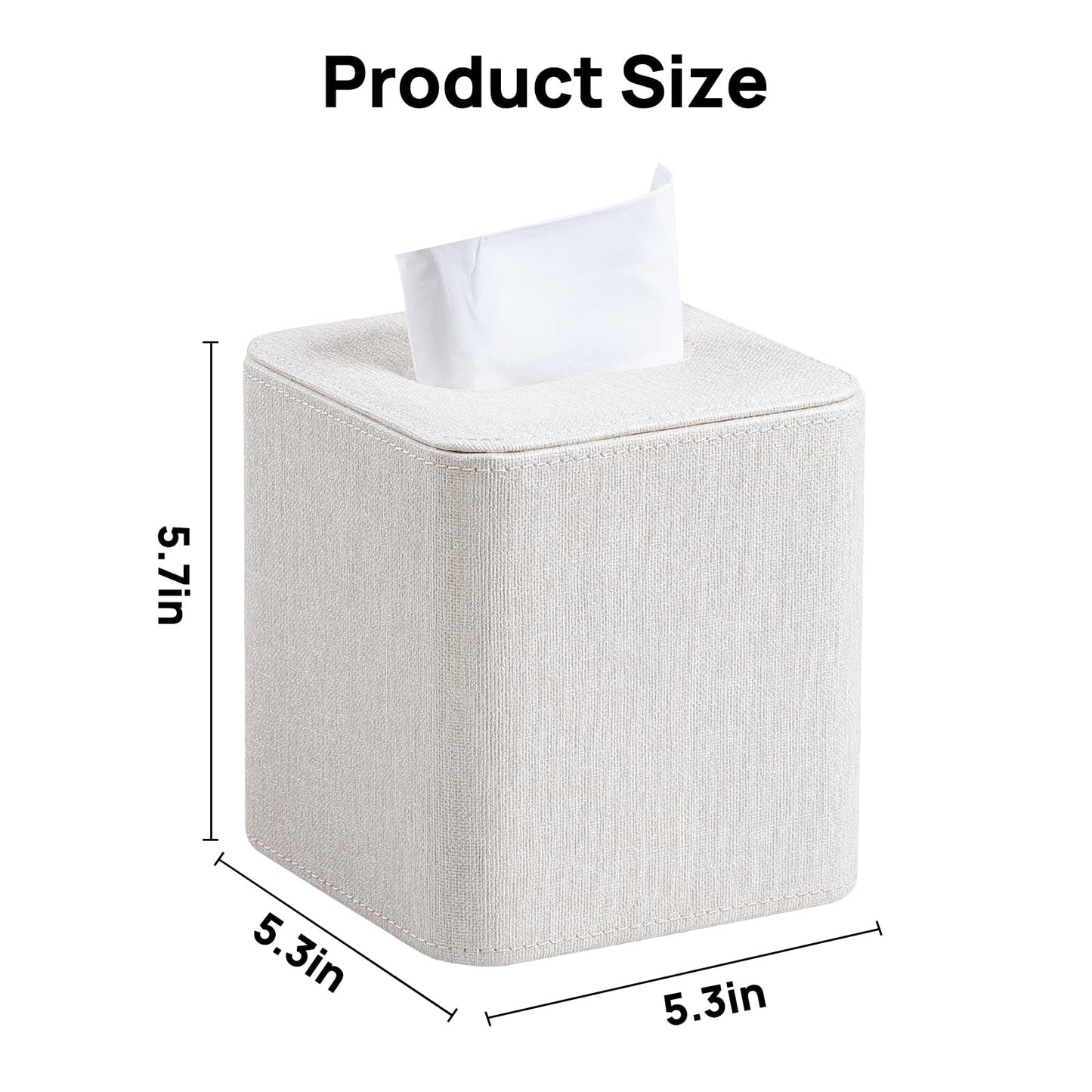 Cretkhp Square Linen Tissue Box Cover with Magnetic Closure, Modern PU Leather Tissue Box Holder for Bathroom Vanity NightStands Bedroom Office Desk, Stylish Cube Tissue Holder