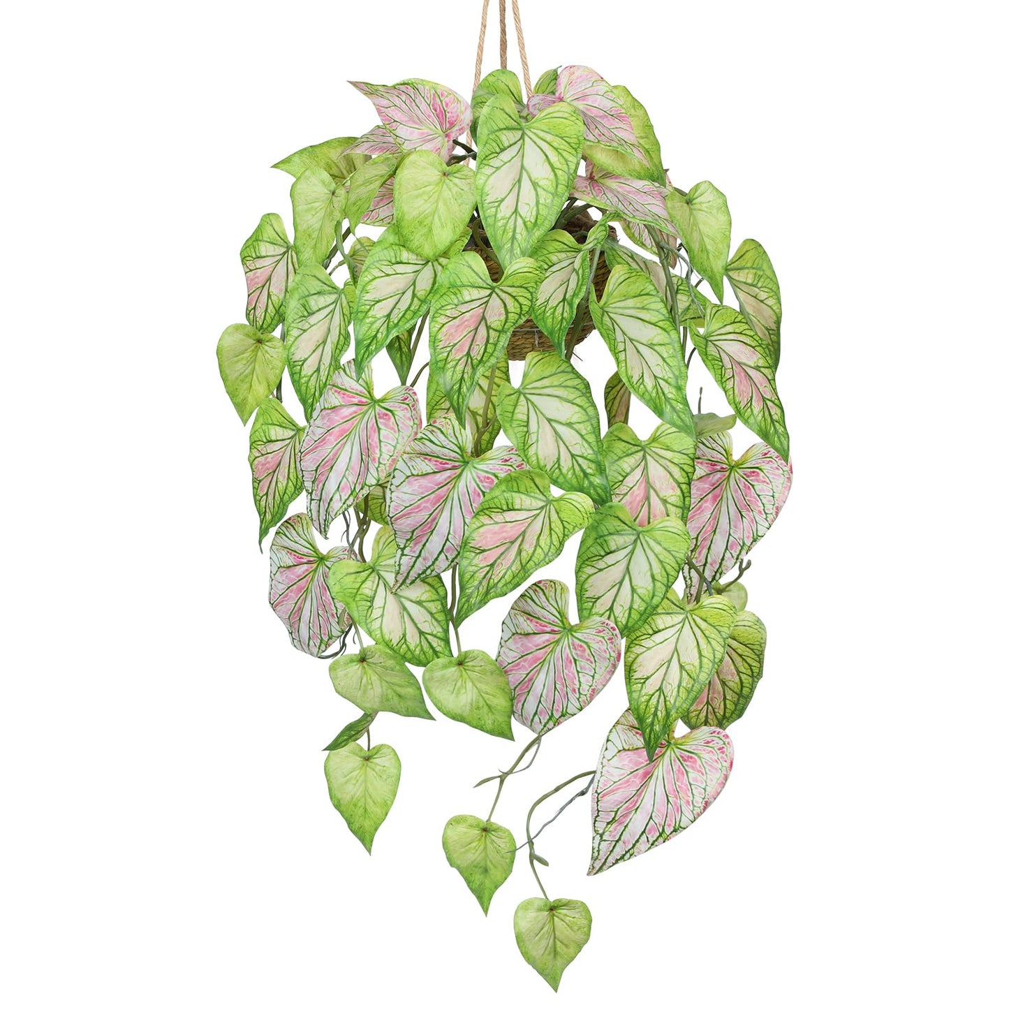 Large Fake Hanging Plants in Pot for Indoor & Outdoor, Long Artificial Hanging Pothos Plants Green, 27.6" Fake Potted Vines Ivy Greenery Plant for Room Wall Shelf Decor Living Room Patio Porch