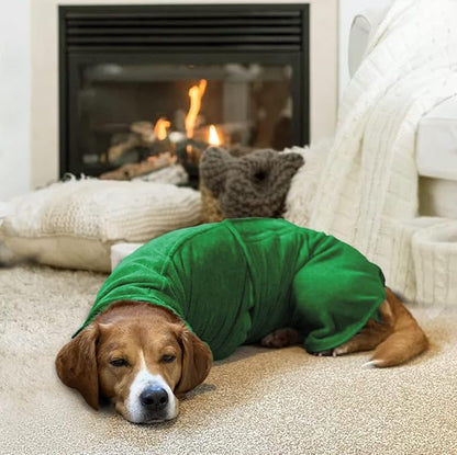 Geyecete Dog Drying Coat -Dry Fast Dog Bag - Dog Bathrobe Towel - Microfibre Fast Drying Super Absorbent Pet Dog Cat Bath Robe Towel,Luxuriously Soft-Green-S