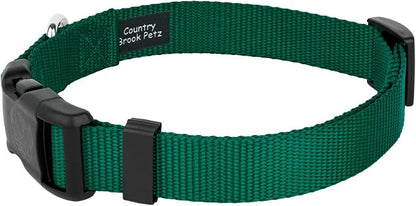 Country Brook Petz - Everyday Nylon Dog Collar and Leash - 10+ Cool Colors (1 Inch, Extra Large, Green)