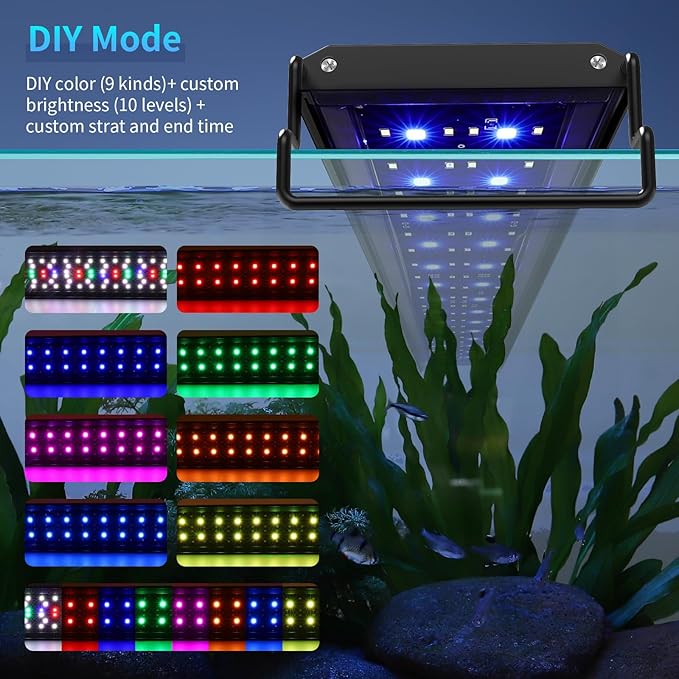hygger Aquarium Light, 26W Full Spectrum Fish Tank LED Light, 24 H Remote Control Adjustable Timer, Brightness and Color, Extendable Bracket, Power-Off Memory Plant Growth Lamp, Fits 18-24 Inch Tank