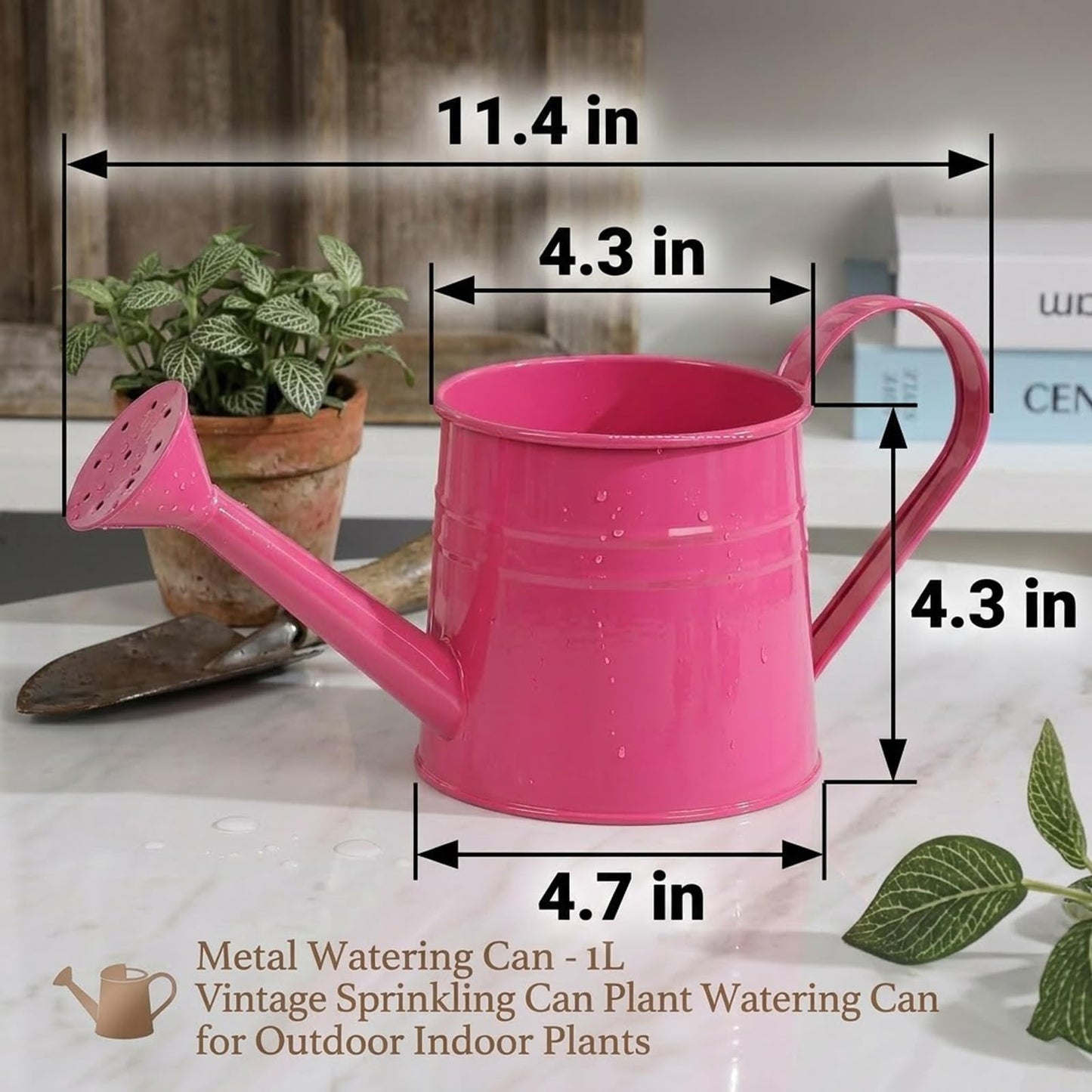 Small Metal Watering Can - 1L Metal Flower Garden Watering Can, Gardening Tool Accessories for Outdoor Indoor Plants Lawn (Blue)