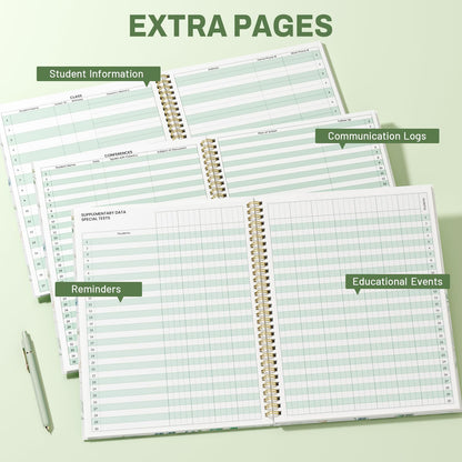SUNEE 8 Period Teacher Lesson Plan Book - Days Vertically, Undated Teacher Planner 2026-2027 Academic Year, 8.5 x 11 Inch, 104 Pages/52 Sheets (40 Weeks), Waterproof PVC Cover, Back Pocket, Full Leaf