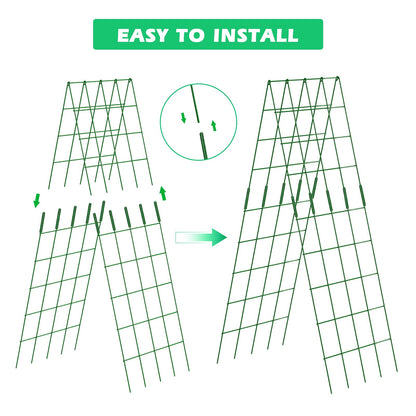 DoCred Cucumber Trellis, 59" High 2 Pack Foldable A Frame Trellis for Raised Bed Climbing Plants, Vegetables, Includes Plant Support Clips, Twist Ties, Plastic Ties- Made from PVC-Coated Steel