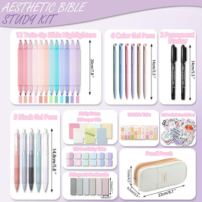 XKDOUS 58 Pcs Bible Study Supplies Journaling Kit for Women, Bible Study Kit Includes Highlighters, Pens, Tabs, Stickers & More for Journaling. Great for Note-Taking, Enhancing Scripture Study