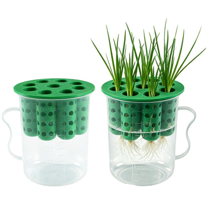 Nalanzhou 2Sets Green Onion Planter Scallion Grower Seed Sprouting Kit, 2 Green Onion Regrower Container and 2 Plastic Cups with Handle for Windowsill Garden Indoor Hydroponics Propagation Enthusiasts