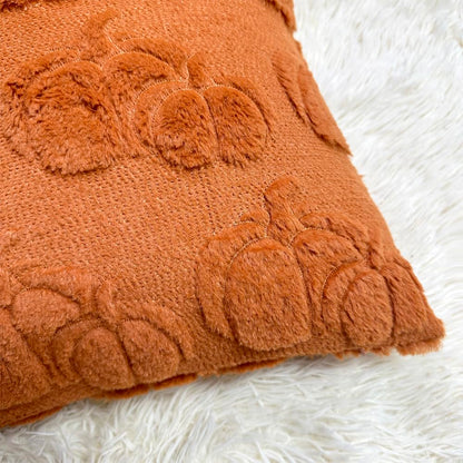 Booque Valley Fall Decorative Pillow Covers Set of 2 Soft Fluffy Faux Fur Wool Rust Pumpkin Throw Pillowcases for Autumn Halloween Farmhouse Home Decor, 20 x 20 inch, Terracotta