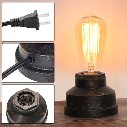 Boncoo Small Touch Control Table Lamp Base, Industrial Touch Light Vintage Edison Bulb Base, Dimmable Bedside Nightstand Accent Light for Living Room Bedroom, Antique Steampunk Style