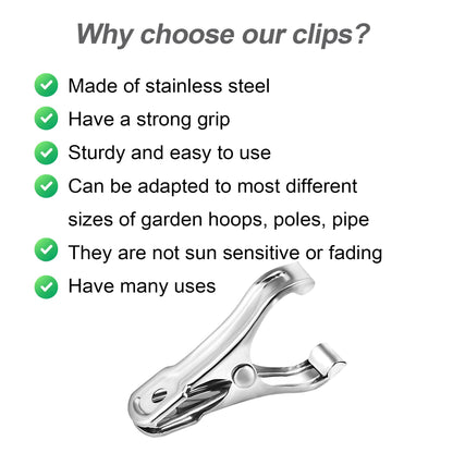 Samhopo 40 PCS Garden Clips, Greenhouse Clamps Made of Stainless Steel, Greenhouse Clips for Netting, Have a Strong Grip to Hold Down the Shade Cloth or Plant Cover on Garden Hoops