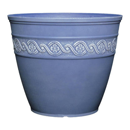 Classic Home and Garden Corinthian Resin Flower Pot Planter, Slate Blue, 8"