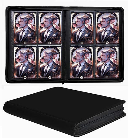 Trading Card Binder 4 Pocket, 240 Pockets Ringless PU Cover Card Collection Binder, Double Sided Card Binder Collector Album, Card Folder for MTG, TCG, Sports Cards, Game Card (Black, 4Pockets)
