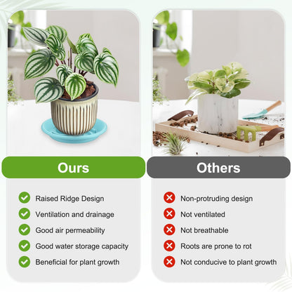 M METERXITY 2-Pack Plant Saucers, 7.3 Inch ID Anti-Rot Root Resin Flower Pot Plant Saucers for Indoor/Outdoor, Flowerpot Drip Tray [9.4 Inch OD, Light Blue]