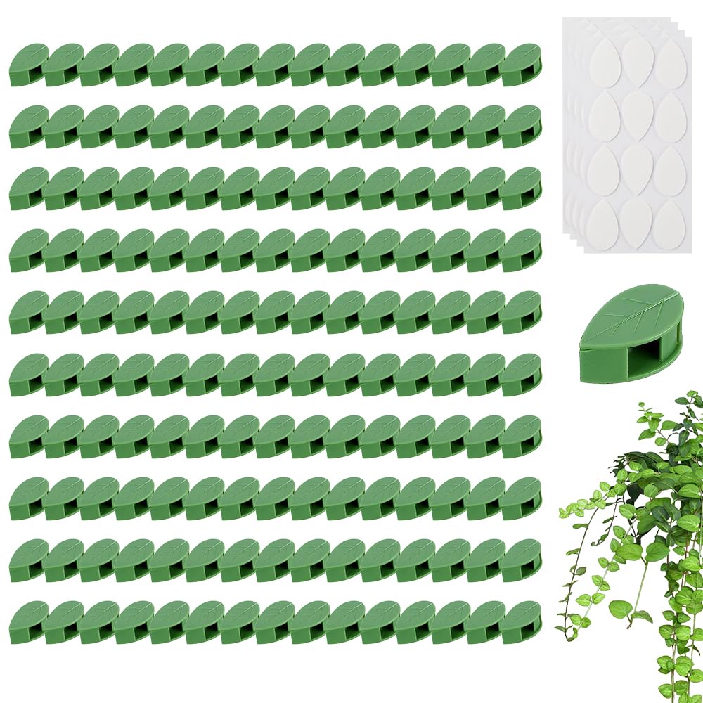 Plant Climbing Wall Fixture Clips, 60/100/150pcs Plant Vine Support Clips for Climbing Plants Vines, Removable Leaf Shaped Retainer Plants Training Wall Clip with Sticker for Indoor Decoration (60)