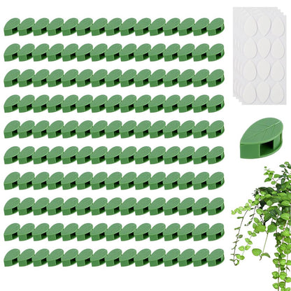 Plant Climbing Wall Fixture Clips, 60/100/150pcs Plant Vine Support Clips for Climbing Plants Vines, Removable Leaf Shaped Retainer Plants Training Wall Clip with Sticker for Indoor Decoration (60)