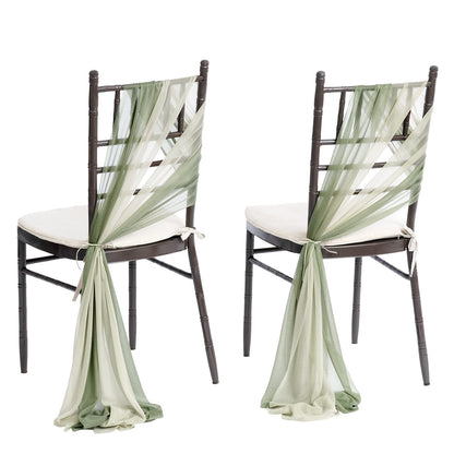 Ling's moment Wedding Chair Sashes Cover Aisle Decorations Draping Fabric Wrinkle-Free with Tie 16 Pcs Sage & Milky Green for Party Ceremony Reception Floral Arrangement Banquet Outdoor Decor