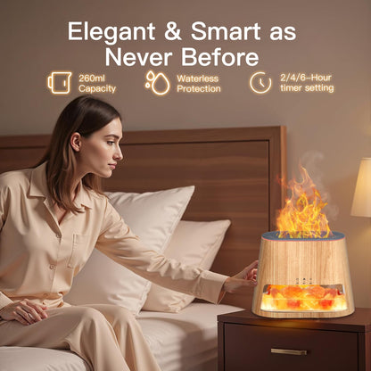 BieJiahWeiBie Luxury Himalayan Salt Lamp Humidifier & Aromatherapy Diffuser - 8 Color Mood Lighting w/Remote for Spa, Bedroom, Home Relaxation260ml (Wood)