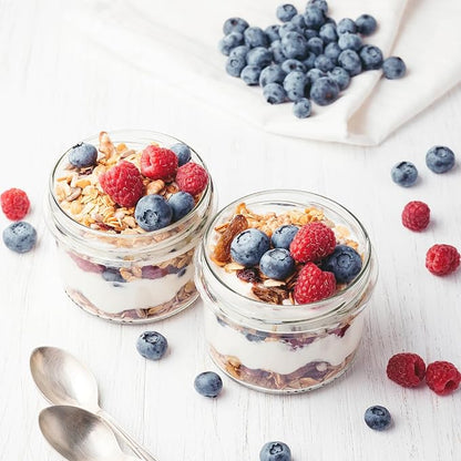 SHOWIN Overnight Oats Containers with Lids, 10oz Glass Jars with Lids 8 pcs, Taffy, Wide Mouth Mason jars for Salad, Yogurt, Snacks, Meal Prep
