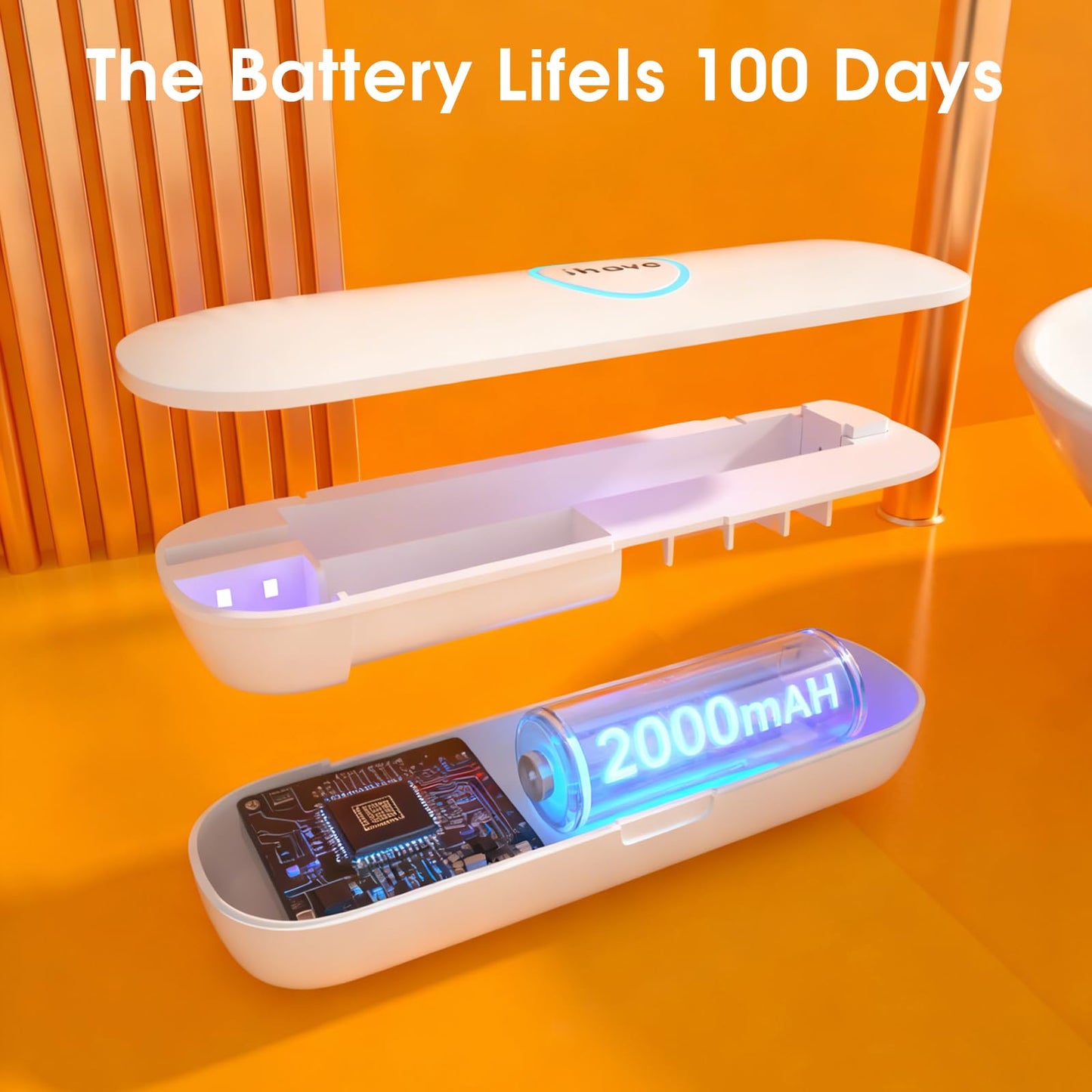 iHave Toothbrush Sanitizer for Electric Toothbrushes, Portable UV Toothbrush Travel Case with Auto-Cycle Disinfection & 100-Day Standby for Travel, Vacation & Camping (Case Only - No Toothbrush)