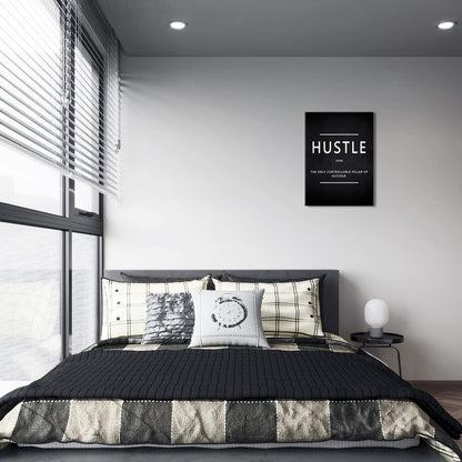 Hustle Wall Art Motivational Quotes Wall Art Decor for Office Bedroom Artwork Framed and Ready to Hang(12×18inch)