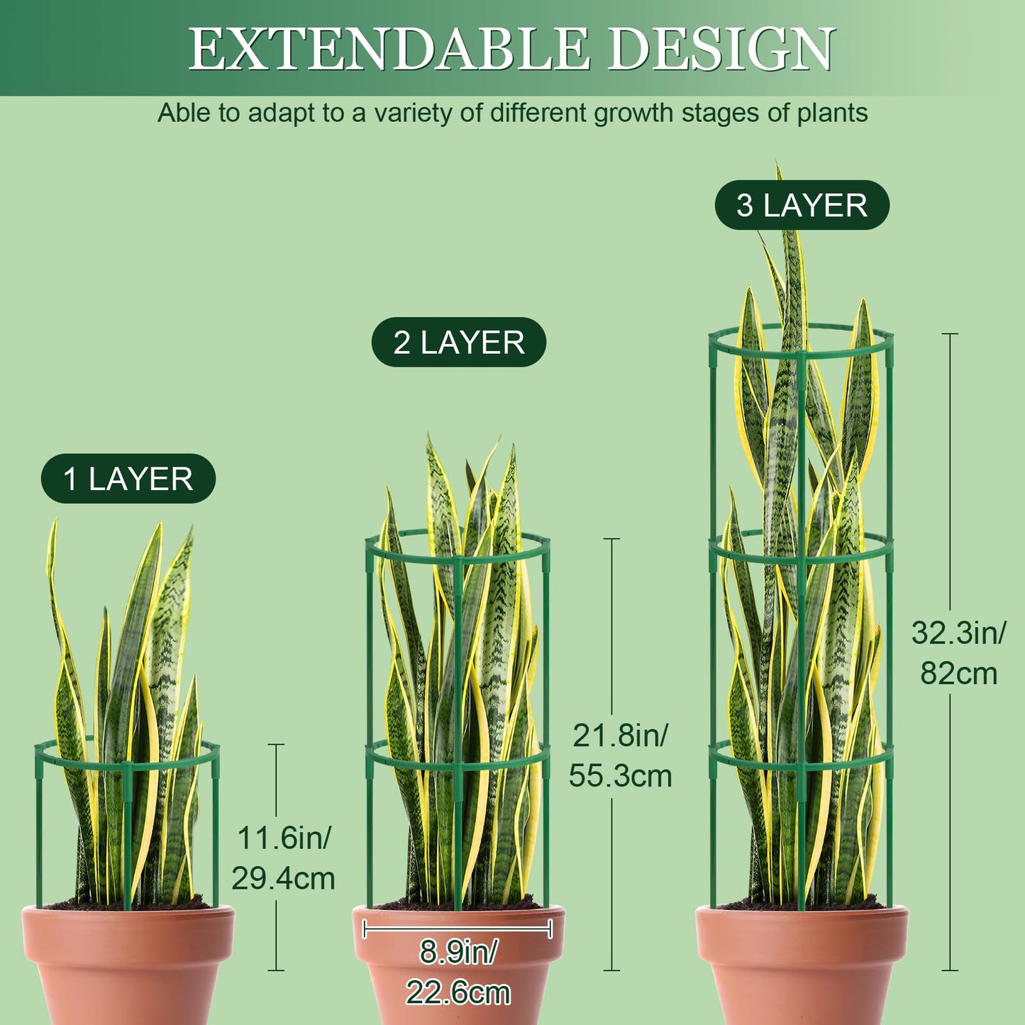 24Pcs Plant Support Stakes, Half Round Plant Stakes for Indoor Plants, Stackable Garden Flower Support, Plant Cages for Tomato,Monstera, Peony, Hydrangea, Climbing Plants