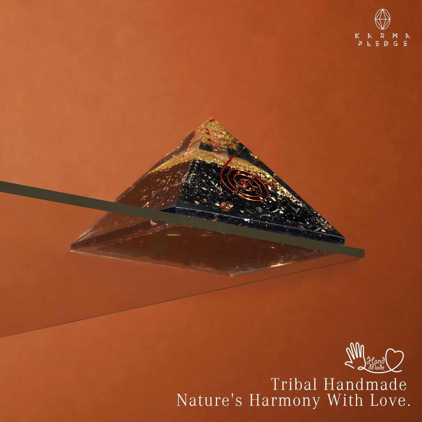 Chakra Healing Crystal Pyramid, Unique Birthday Gifts for Womens, Mom, Love One, Black Tourmaline Orgonite Orgone Pyramid for Meditation, Balance, Positive Energy, Success, Office Desk Decor