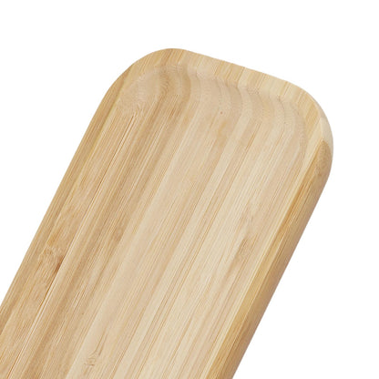 MUKCHAP 4 PCS 5 x 12 Inch Rectangle Bamboo Service Tray, Rounden Edges Rectangle Wooden Plant Saucer Tray for Succulent Plant Pots
