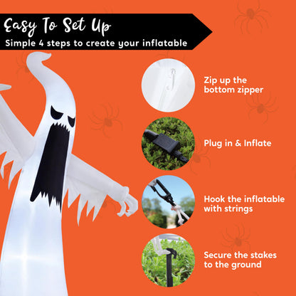 Joiedomi 12 FT Halloween Inflatables Outdoor Decorations, Scary Ghost Halloween Decor, Inflatable Ghost Blow Ups for Yard with LEDs for Outside Yard Decorations