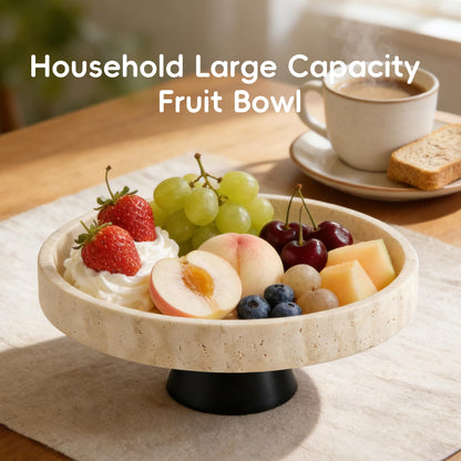 SZGYCSM Large Decorative Fruit Bowl,Modern Travertine Key Bowl for Entryway Table,Pedestal Bowl for Dining Table Center,Living Room, Kitchen Decor Modern Home Decor Marble Bowl (10.23 Inch)