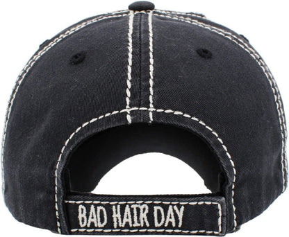 KBETHOS KBV-1073 BLK Bad Hair Day Vacation Beach Camping Womens Baseball Cap Distressed Vintage Unconstructed Embroidered Patch