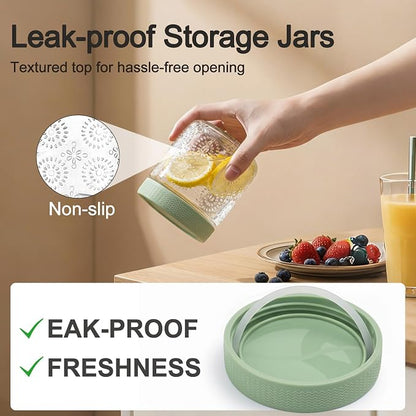 4 pack 16 oz Overnight Oats Containers with Lids, Glass Food Storage Container, Airtight Salad Jars, Mason Jars for Overnight Oats, Yogurt, Oatmeal, Salad, Coffee, Spices