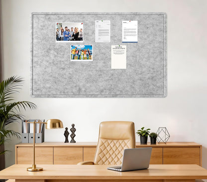 Large Bulletin Board - 60 X 36 inches Decorative Felt Pin Board - 5' x 3' Cork Board Alternative for Wall - Foldable Photo Board Self-Adhesive Vision Board Prayer Board with 30 Pushpins - Silver Gray