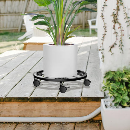 KOOKASHOP 2-Pack Plant Caddy with Wheels - Plant Stand with Wheels, 360° Lockable Plant Rollers Plant Dolly, 10.24" Plant Tray with Casters for Indoor and Outdoor, Black