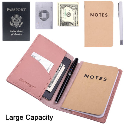 Wisdompro Journal Cover, 2 Pack PU Leather Notebook Cover for Field Notes,or other 3.5" x 5.5" Pocket Notebooks - Pink
