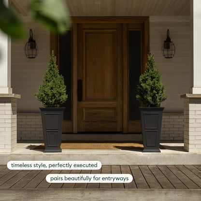 Veradek Brixton Series Tall Planter - Large Outdoor Planter for Front Porch/Patio | Crack-Resistant Plastic for All-Weather Use | Classic Estate Design for Tall Plants, Flowers, Trees