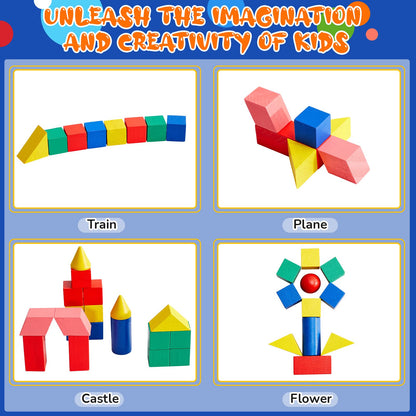 140 Pcs Mini 3D Shapes for Teaching, Wood Geometric Solids, Geometric Shapes 3D Shape Blocks, Classroom Manipulatives for Elementary School Geometry Math Kindergarten Preschool Learning