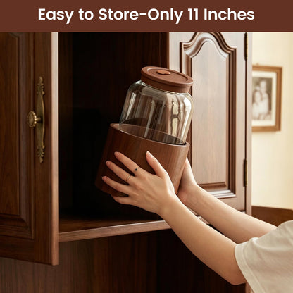 1 Gallon Glass Drink Dispenser for Parties, Beverage Dispenser with Wooden Stand, Silicone Lid and Stainless Steel Spigot, Ideal for Lemonade, Juice, Sun Tea, and Party Drinks