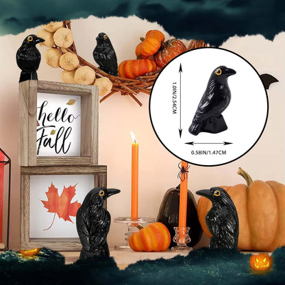 SHIFANQI 50 Pcs Halloween Miniatures Mini Black Crows Figurines, Small Resin Crow Figures, Tiny Raven Decor for Halloween Party Spooky Scene Outdoor Home Garden Decoration DIT Crafts