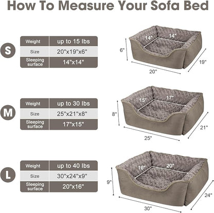 JOEJOY Rectangle Dog Bed for Large Medium Small Dogs - Washable Orthopedic Sofa Bed, Soft Breathable Puppy & Pet Cuddler, Durable Calming Dog Bed with Anti-Slip Bottom, Multiple Sizes, Dark Brown