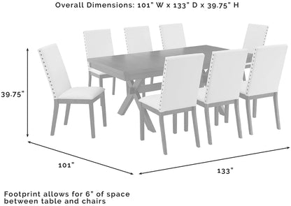 Crosley Furniture Hayden 9-Piece Modern Farmhouse Dining Table Set for 8 with Parsons Chairs, Slate
