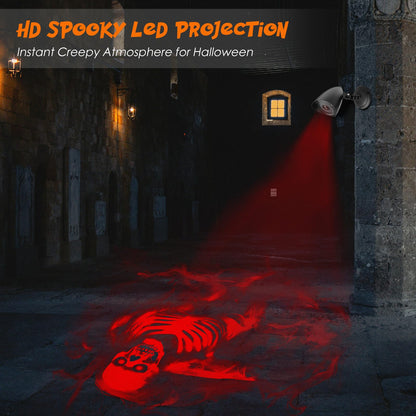 Halloween Decorations Outdoor Halloween Projector, 3D Dynamic LED Red Skull Halloween Decoration, Halloween Window Hologram Lights Projector