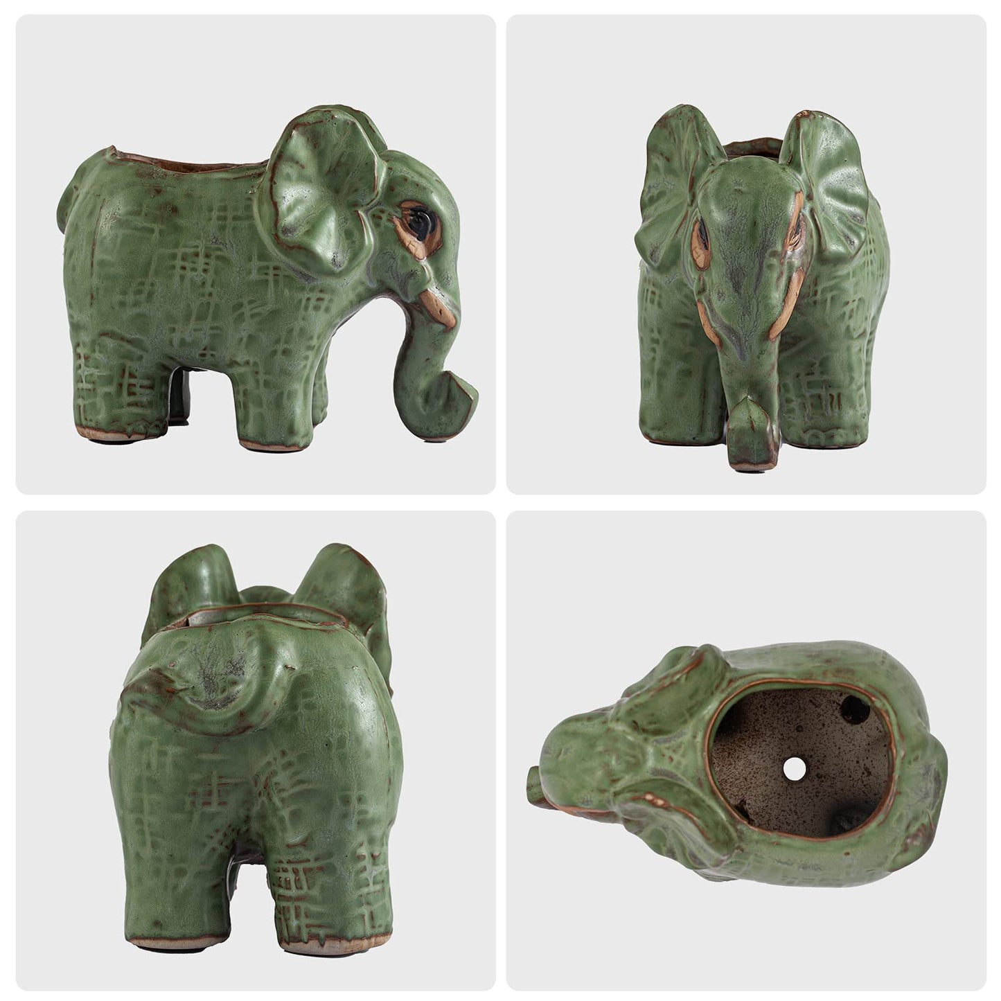 Small Succulent Pots with Drainage, Indoor/Outdoor Ceramic Animal Planter, Cute Cactus/Bonsai Small Flower Pots for Home Decor and Office Desk Decoration, A Set of 4 Pieces is Suitable as A Gift