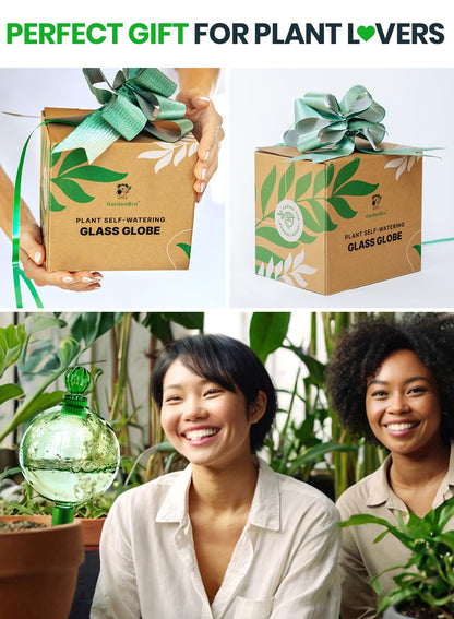 16 Oz Plant Watering Globes for Indoor Plants with Terracotta Self Watering Planter Insert - Hand-Blown XL Glass Globes - Automatic Indoor Planter Waterer, Gift Idea for Gardeners [1, Emerald]