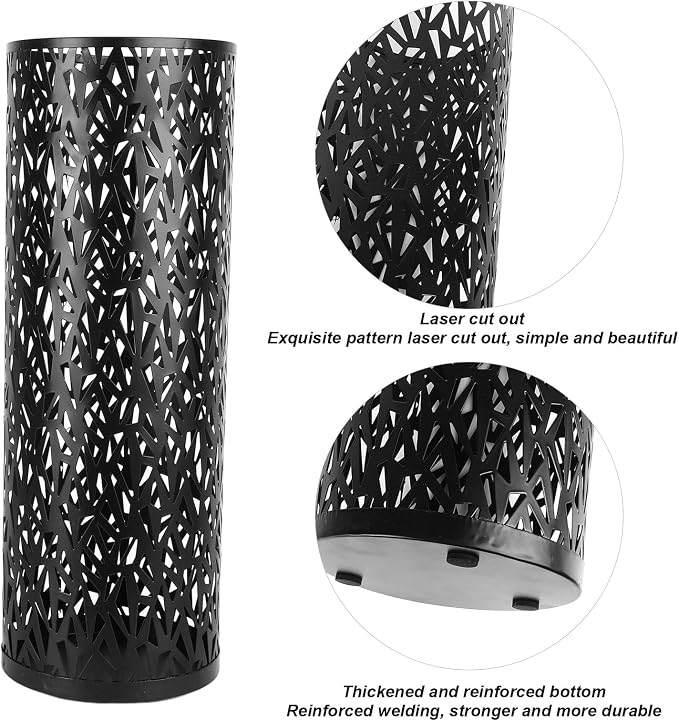 Umbrella Stand Rack for Entryway Metal Hollowed Freestanding Round Umbrella Holder Organizer Bin for Home Hotel Office Decor (Medium)