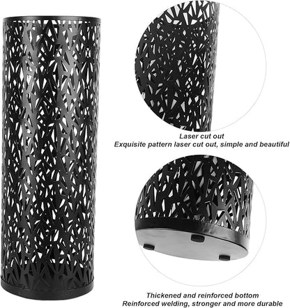 Metal Round Umbrella Stand Rack,Umbrella Holder Organizer Bin Hollowed Freestanding Canes Walking Sticks Holder for Entryway Home Hotel Office Decor (S)